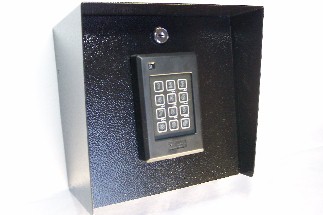 MCAS controller housed in weatherproof enclosure with external proximity card-reader plus integrated keypad